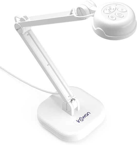 INS-1 USB Document Camera — 8MP Ultra HD, Auto Focus, LED Light, Built-in Microphone, Mac OS, Windows, Chromebook Compatible for Distance Learning, Remote Teaching, Web Conferencing, Live Demo