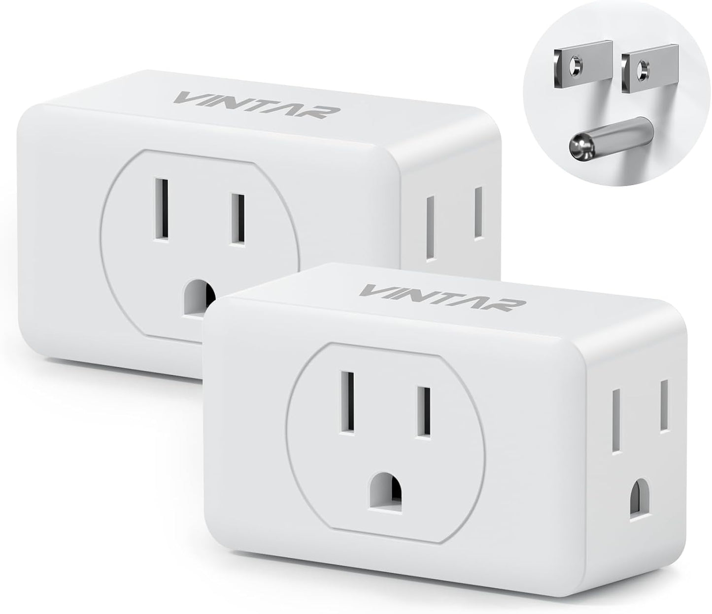 Multi Plug Wall Outlet Extender 2 Pack, VINTAR Electrical Multiple Outlet Splitter, 3 Way Plug Adapter, Small Wall Expander for Home Office Dorm Cruise Ship Travel Essentials