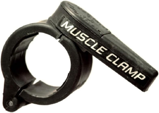 York Barbell 1″ Muscle Clamp Collars Pair – Quick Release Olympic Barbell Clamps with Anti-Slip TPR Grip, Secure Chrome for Weightlifting & Powerlifting – Durable Black Finish