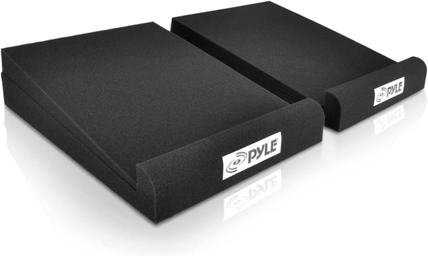Pyle Sound Dampening Speaker Riser Foam - Audio Acoustic Noise Isolation Platform Pads Recoil Stabilizer For Studio Monitor, Subwoofer, Loud Speakers - Pyle PSI03 - Pack of 2,Black