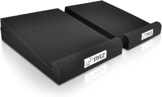 Pyle Sound Dampening Speaker Riser Foam - Audio Acoustic Noise Isolation Platform Pads Recoil Stabilizer For Studio Monitor, Subwoofer, Loud Speakers - Pyle PSI03 - Pack of 2,Black