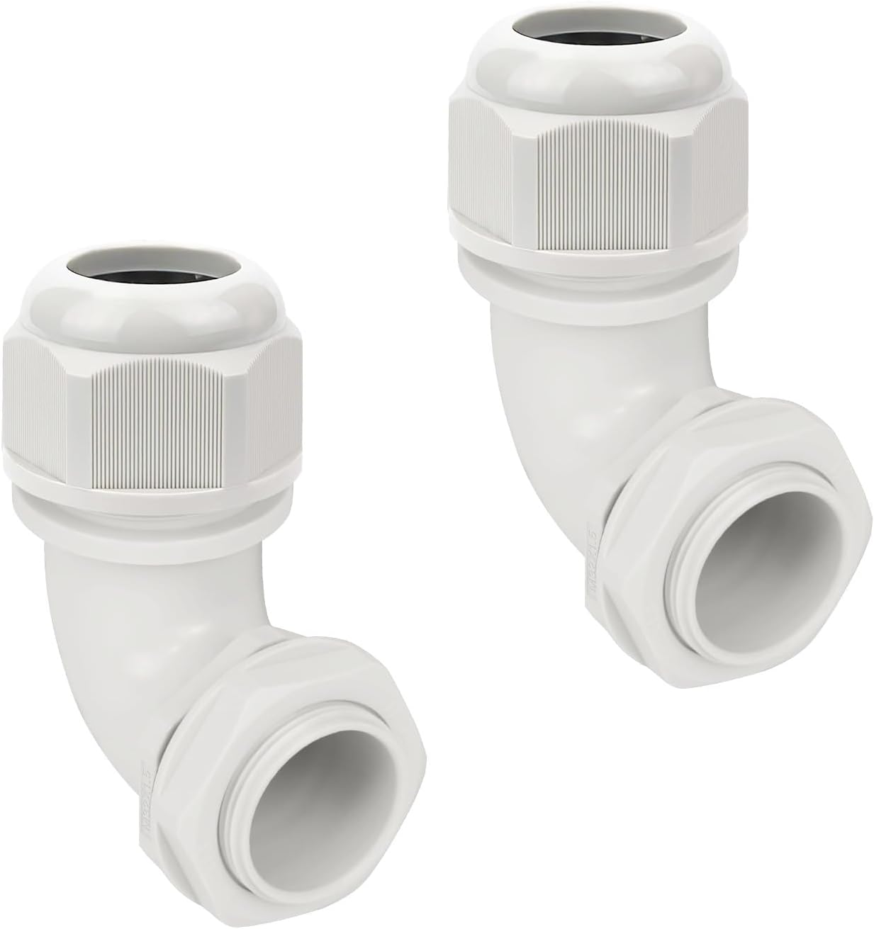 LeMotech M32 Cable Gland, 90 Degree Adjustable 18-25mm Strain Relief, Cord Connectors Nylon Joints with Gaskets, 2 Pcs, Grey