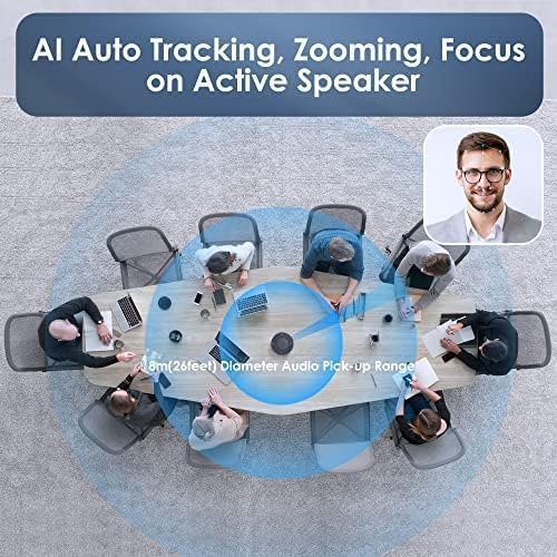 KanDao Meeting 360 Video Conference Camera, 8K Captured 1080P 360 Degree Meeting Room Camera, 8*Mics, 20W Speaker, Smart Tracking Zooming