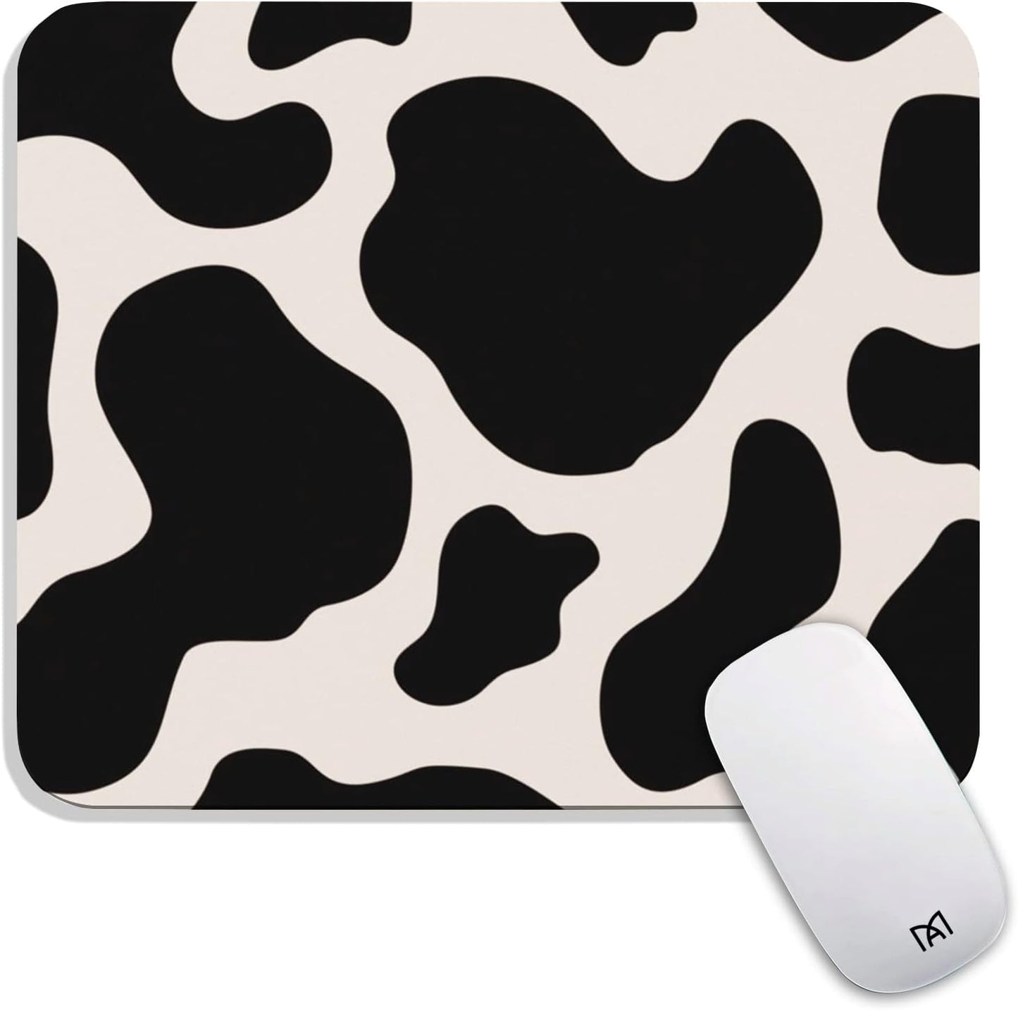Square Mouse Pad Black Cow Print,Personalized Premium-Textured Custom Mouse Mat Design,Washable Mousepad Cloth,Non-Slip Rubber Base Computer Mouse Pads for Wireless Mouse