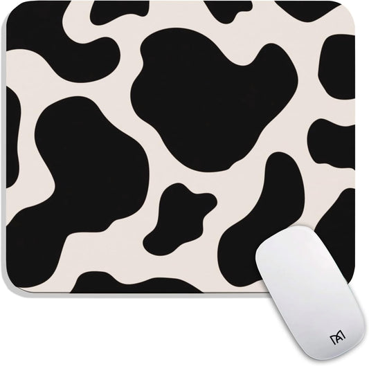 Square Mouse Pad Black Cow Print,Personalized Premium-Textured Custom Mouse Mat Design,Washable Mousepad Cloth,Non-Slip Rubber Base Computer Mouse Pads for Wireless Mouse
