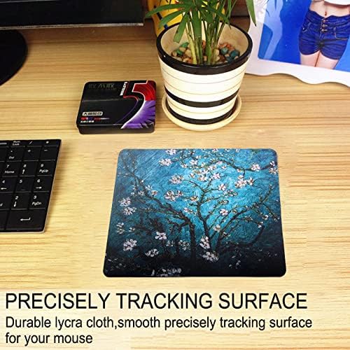Mouse Pad, Gaming Mouse Pad, Non-Slip Rubber Base Mouse Mat with Designs for Laptop, Computer & Office, 9.5 x 7.9 x 0.12 inches (Van Gogh Flower)