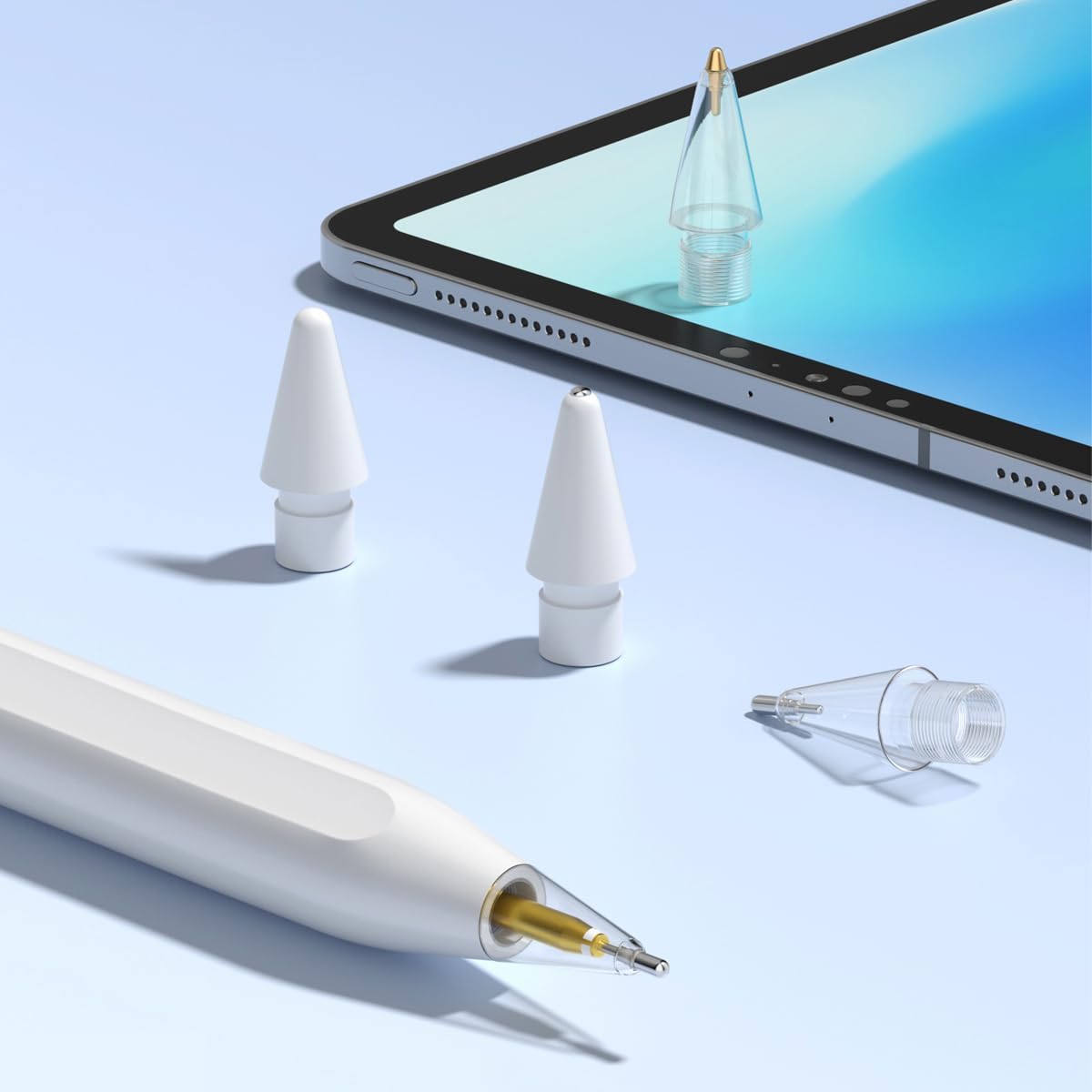 UPDENI Replacement Pencil Tips for Apple Pencil Tips,fine piont Pencil nibs fit for Apple 2nd 1st Gen USB-C,and Logitech Crayon Digital Pencil,iPod Pro Pencil 6 Pack Blue