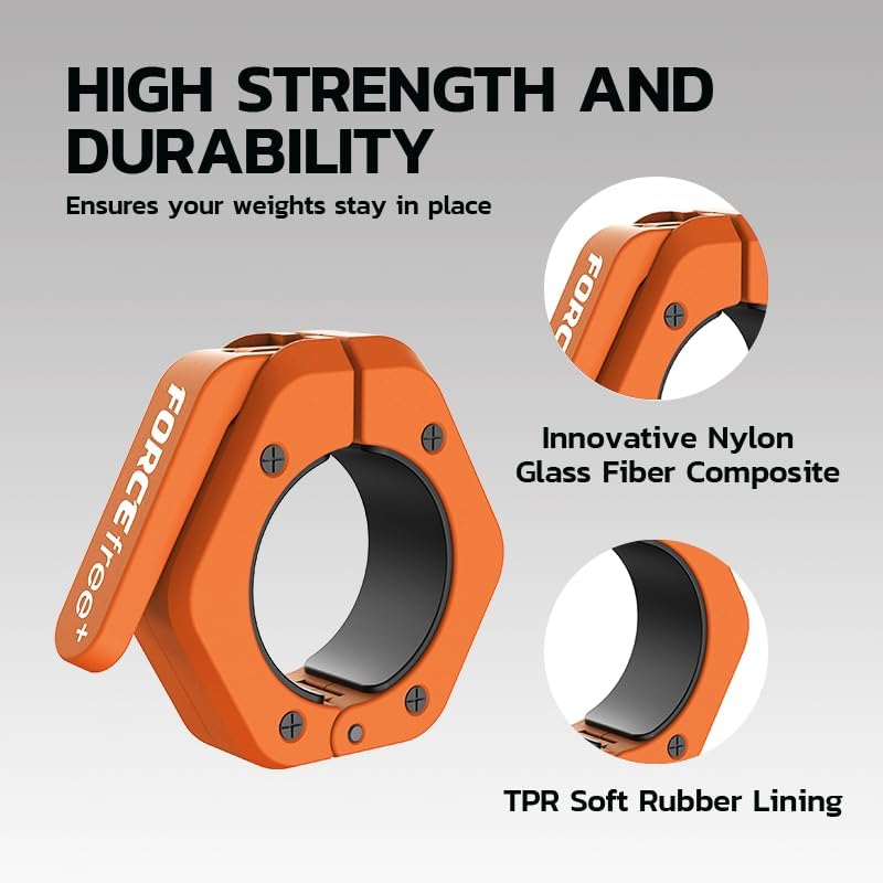 Barbell Clips (Pair), Barbell Clamps, Quick Release Olympic Barbell Clamps with Anti Slip TPR Grip, Barbell Collars for Secure Weightlifting & Powerlifting