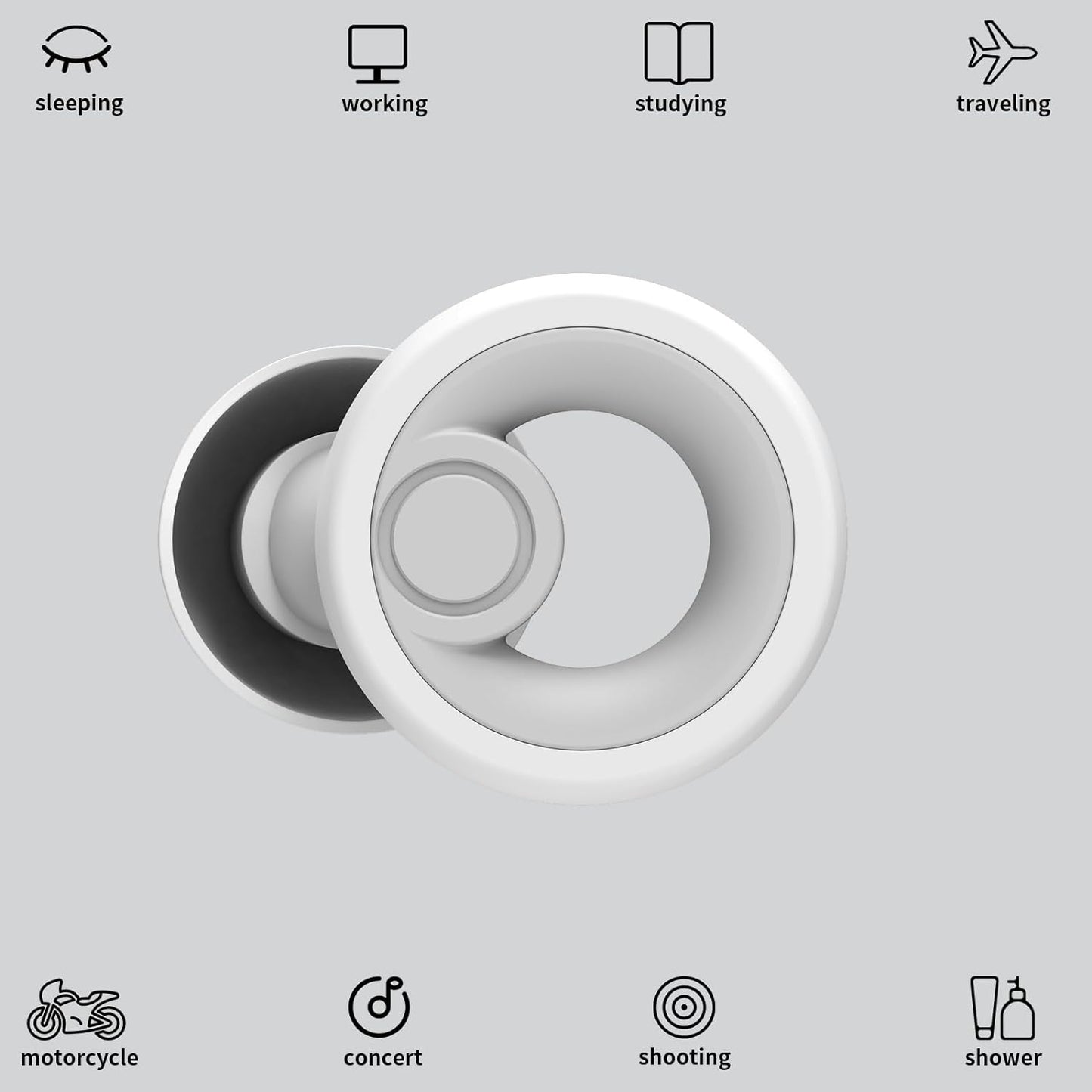 Ear Plugs for Noise Cancelling Ear Protection EarPlugs for Sleep,Concerts,Work,Study,8 Size Eartips with Small Box,Perfect -30dB Silicone Earplugs for Noise Reduction