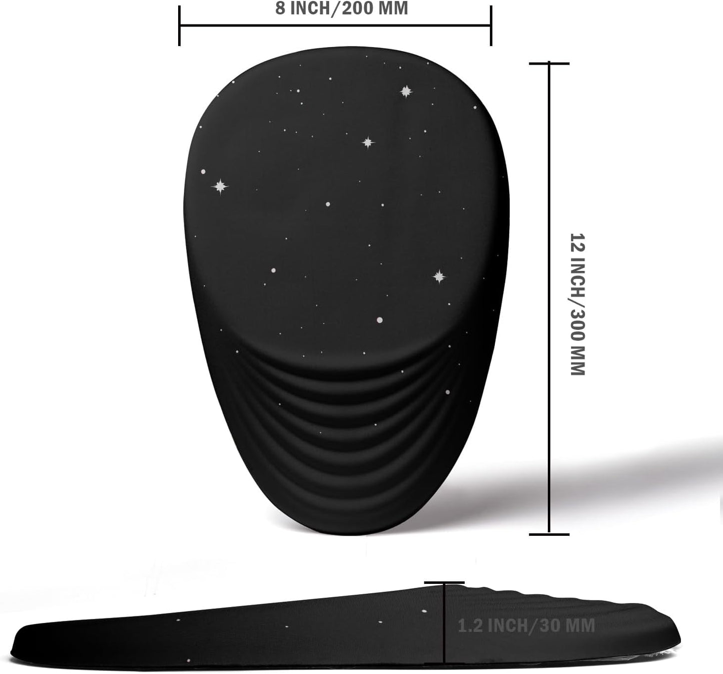 Ergonomic Mouse Pad Wrist Support, Mouse Pad with Wrist Rest, Entire Memory Foam & Non-Slip PU Base MousePads with Stepped-Wedge Design for Pain Relief, Desk, Office, Home, Black Star
