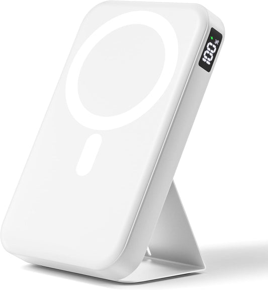 Magnetic Portable Charger, 10000mAh Wireless Power Bank with 20W USB-C Fast Charging, Foldable Stand & LED Display Magnetic Battery Pack, Compatible with iPhone 16/15/14/ All Series