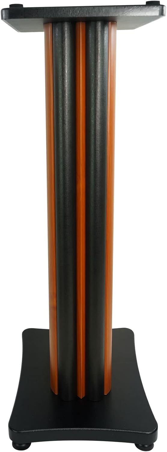 Rockville Pair SS28C 28" Speaker Stands, 100Lbs Capacity, Solid MDF Wood, Classic Wood-Grain Finish, Dual Platforms, Spikes and Pads, for Home Audio and Studio Monitors