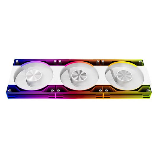 Jungle Leopard Interstellar V3 120mm PC Case Fan Infinity Mirror Module Daisy-Chain 120mm RGB PWM Fan Triple Pack Suitable for Computer Case & 360mm AIO Cooler(White-3Pack