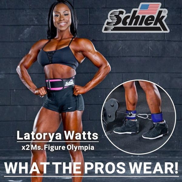 Schiek Sports 1707 Ankle Cuffs - Ideal for Glute Kickbacks and Cable Machine Workouts - Durable and Built To Last