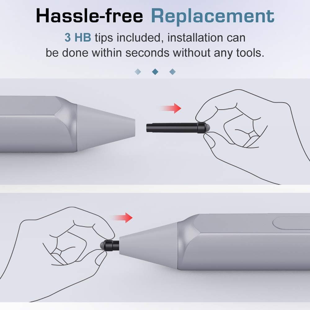 MoKo Pen Tips for Surface Pen (3 Packs, Original HB Type), Original Surface Pen Tips Replacement Kit fit Microsoft Surface Pro 2017 Pen (Model 1776) / Surface Pro 4 Pen, Original Pen Nibs for Surface