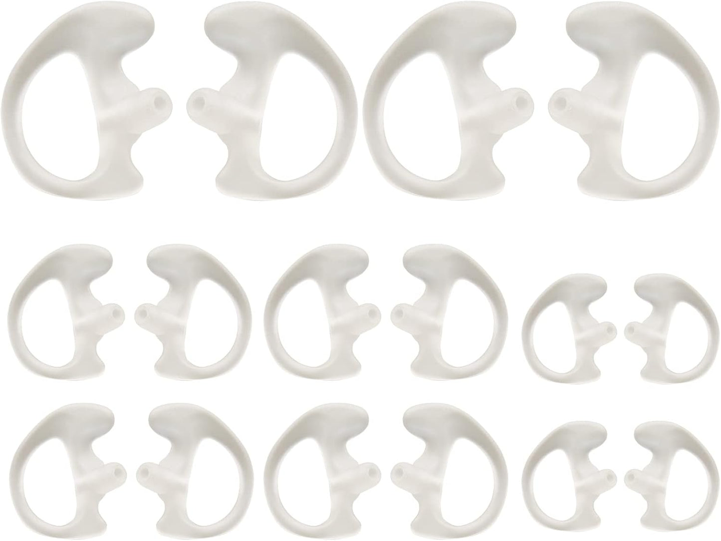 Universal Replacement Insert Silicone Soft Earmold for Baofeng Motorola Kenwood Retevis Midland Two Way Radios Headset (White, 8 Pair, Large_2 Pair; Medium_4 Pair; Small_ 2 Pair)