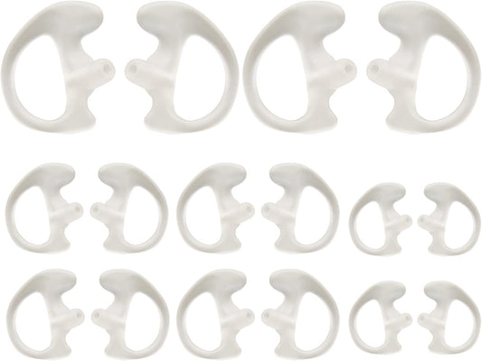 Universal Replacement Insert Silicone Soft Earmold for Baofeng Motorola Kenwood Retevis Midland Two Way Radios Headset (White, 8 Pair, Large_2 Pair; Medium_4 Pair; Small_ 2 Pair)