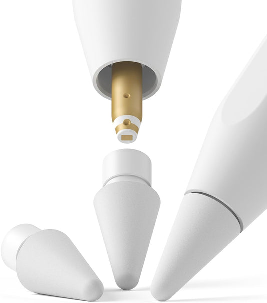 Ringke Apple Pencil Tips [3 Pack/Replacement for All Generations] Compatible with Apple Pencil Pro, 1st, 2nd Gen, USB-C Accessories, Chunky & Solid Feel Nib - 2B (Matte Light Gray)