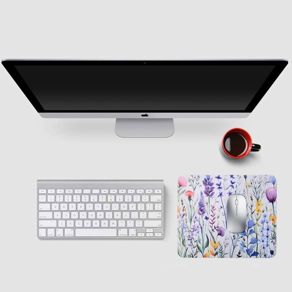 Mouse Pad, Gaming Mouse Pad, Non-Slip Rubber Base Mouse Mat with Designs for Laptop, Computer & Office, 9.5 x 7.9 x 0.12 inches (Nice Flowers)
