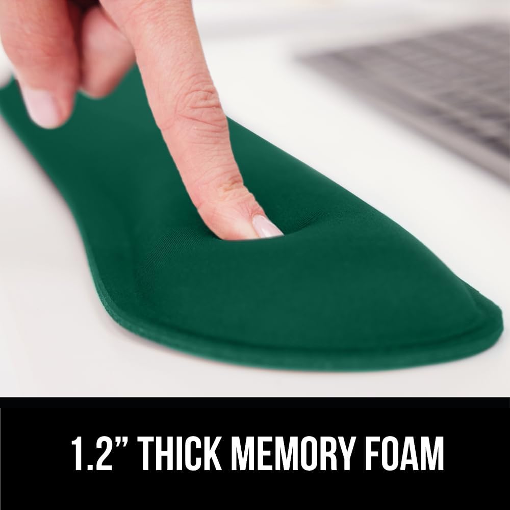 GORILLA GRIP Silky Gel Memory Foam Wrist Rest for Computer Keyboard, Mouse, Ergonomic Design for Typing Pain Relief, Desk Pads Support Hand, Arm, Mousepad Rests, Stain Resistant, 2 Piece, Hunter Green