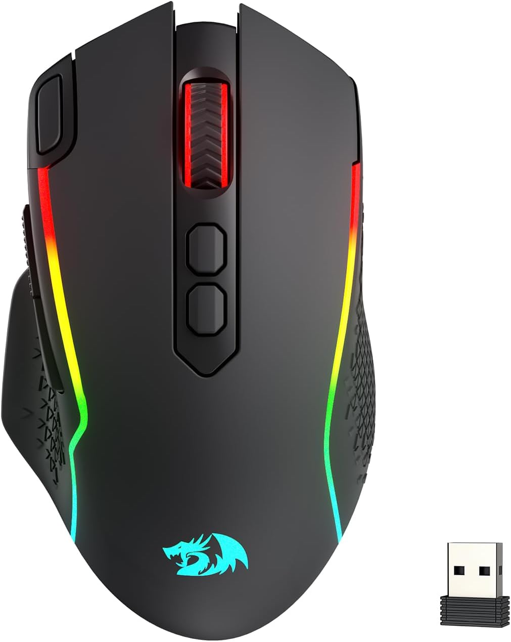 Redragon M810 MAX 3-Mode Wireless Gaming Mouse, 12000 DPI Wired/Wireless RGB Mouse w/Rapid Fire Key, 8 Macro Buttons, 188-Hour Reliable Power Capacity for PC/Mac/Laptop