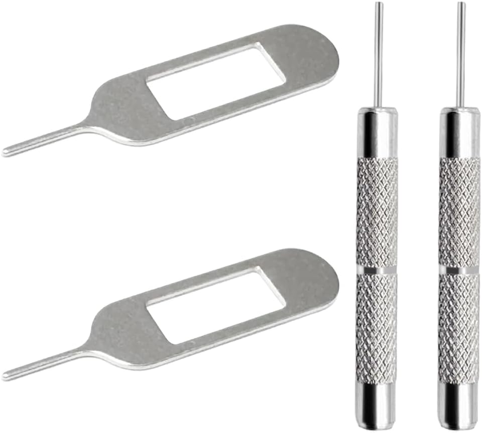 4 Pcs SIM Card Removal Openning Tool Tray Eject Pins Needle Opener Ejector Compatible with All iPhone Apple iPad HTC Samsung Galaxy Cell Phone Smartphone Watchchain Link Remover (Style F)