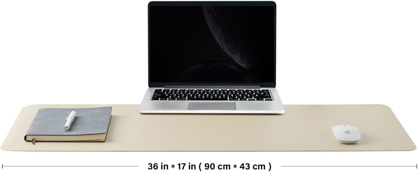 Cork Desk Mat - Dual-Sided Desk Pad for Office and Home - Desk Organization and Accessories - Ideal for Large Mouse Pad and Desk Mats on Top of Desks(Beige,36"x 17")