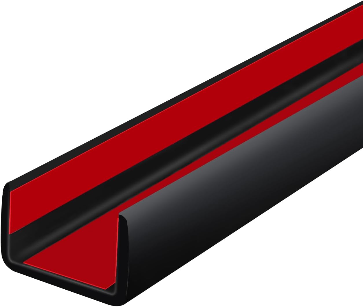 Rubber Edge Trim, Self Adhesive U Channel Edge Trim, Big Size U Shaped Trim, Edge Banding for Plywood, Woods, Shelf, Cabinet, Countertop, Fit for 1", Length 20Ft, Black