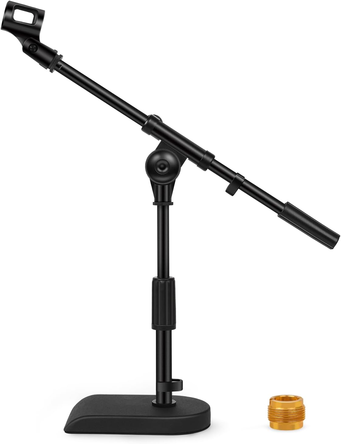 InnoGear Adjustable Desk Microphone Stand, Weighted Base with Soft Grip Twist Clutch, Boom Arm, 3/8/'' and 5/8/'' Threaded Mounts for Blue Yeti and Blue Snowball, Kick Drums, Guitar Amps, Black