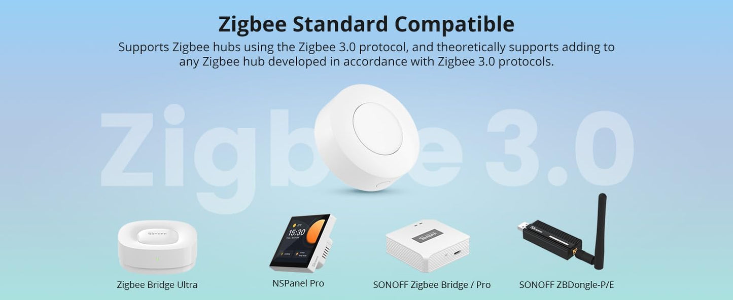 SONOFF Zigbee Switch, SNZB-01P Wireless Push Button, Supports to Create Smart Scenes, Trigger The Connected Devices on eWelink APP with Three Control Options, SONOFF ZigBee Bridge Required, 1Pack