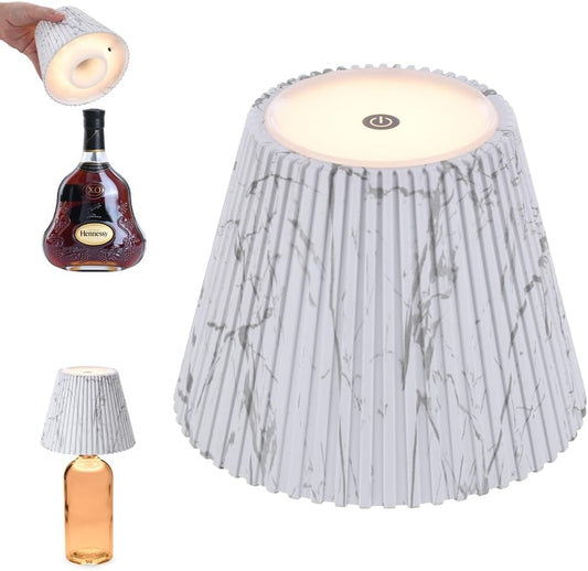 WILIT Wireless Bottle Lamp Shades for Table Lamps, 3 Level Brightness Touch Night Light, Rechargeable Cordless Lamp for Bedroom Bar&Restaurant, Table Top Decor, House Warming Gifts, Mothers Day Gifts