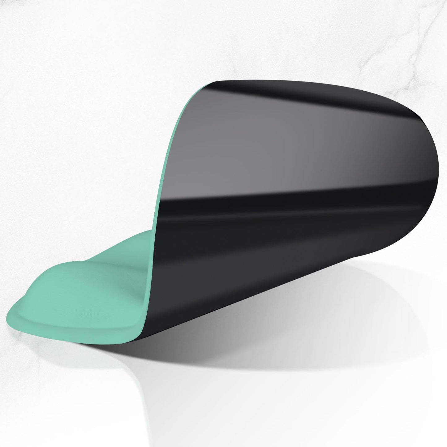 ITNRSIIET Ergonomic Mouse Pad with Wider Memory Foam Wrist Rest +17%, Curved Cushion Reduces Pressure 20%, Pain Relief, Non-Slip, Smooth, Cute Color Desk Accessory, 9.85 x 9 inch, Mint Green