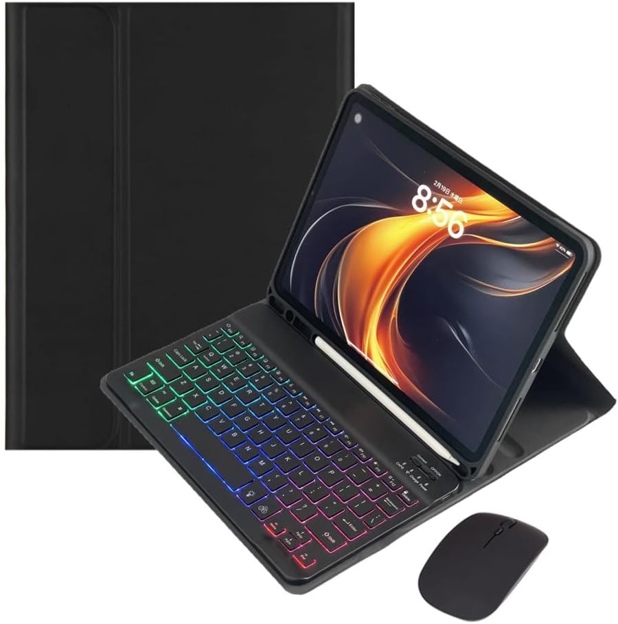 for iPad 9.7 inch 6th/5th Generation, Air 2, Air, iPad Pro 9.7 Keyboard Case with Mouse and Rainbow Backlit Detachable Bluetooth Keyboard Cover,Black