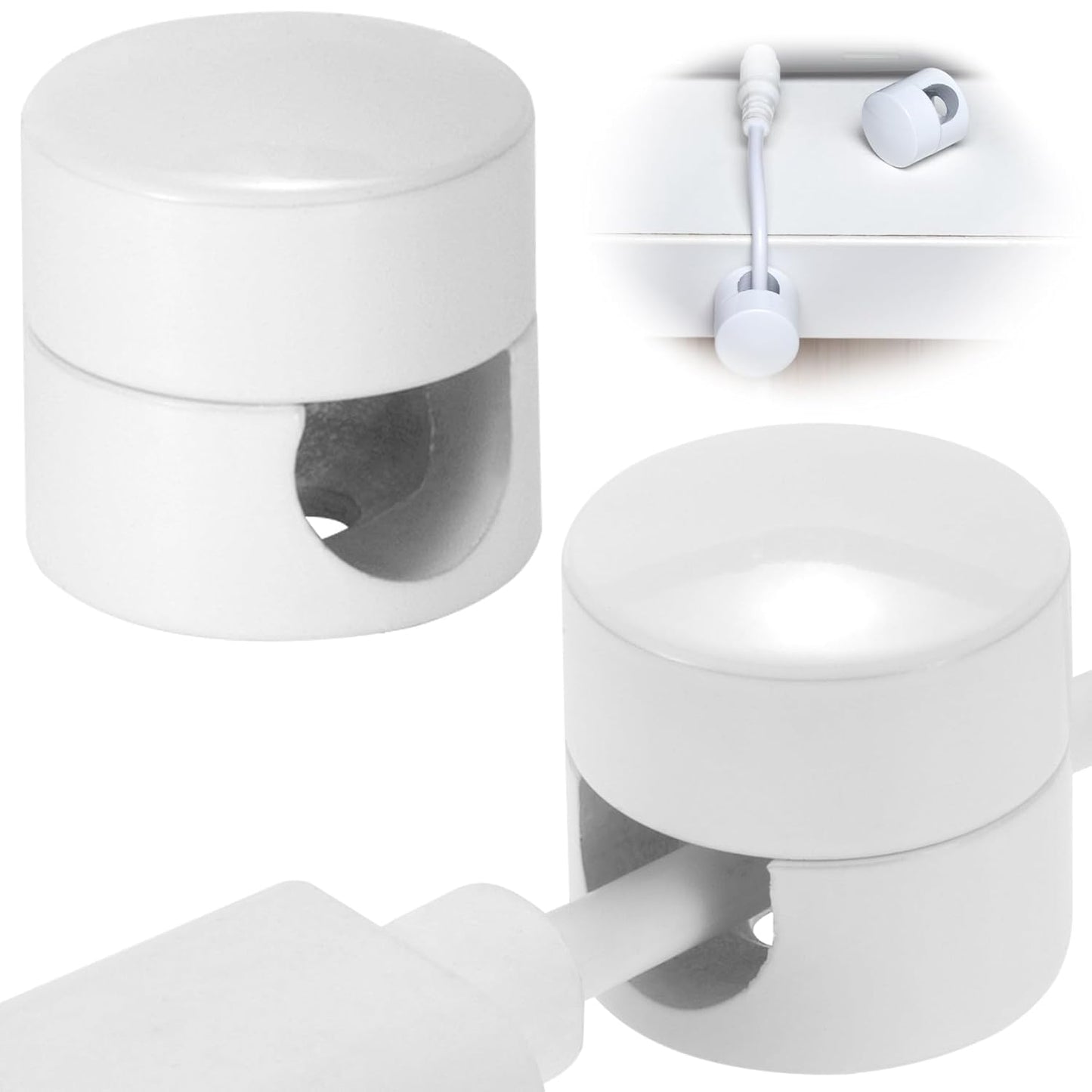 2 Sets Charger Holders for Cords, White Adjustable Cable Anchor Holders, Adhesive Metal Cord Clips, Cable Management Wire Organizers for Desk, Office, Nightstand