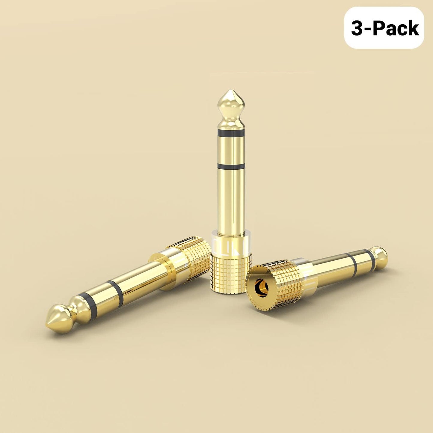 Cubilux 6.35mm to 3.5mm Audio Adapter, Gold Plated 1/4" Male to 1/8" Female TRS Stereo AUX Connector Converter for Guitar Keyboard Digital Piano Studio Monitor Amplifier Mixer Splitter, 3-Pack