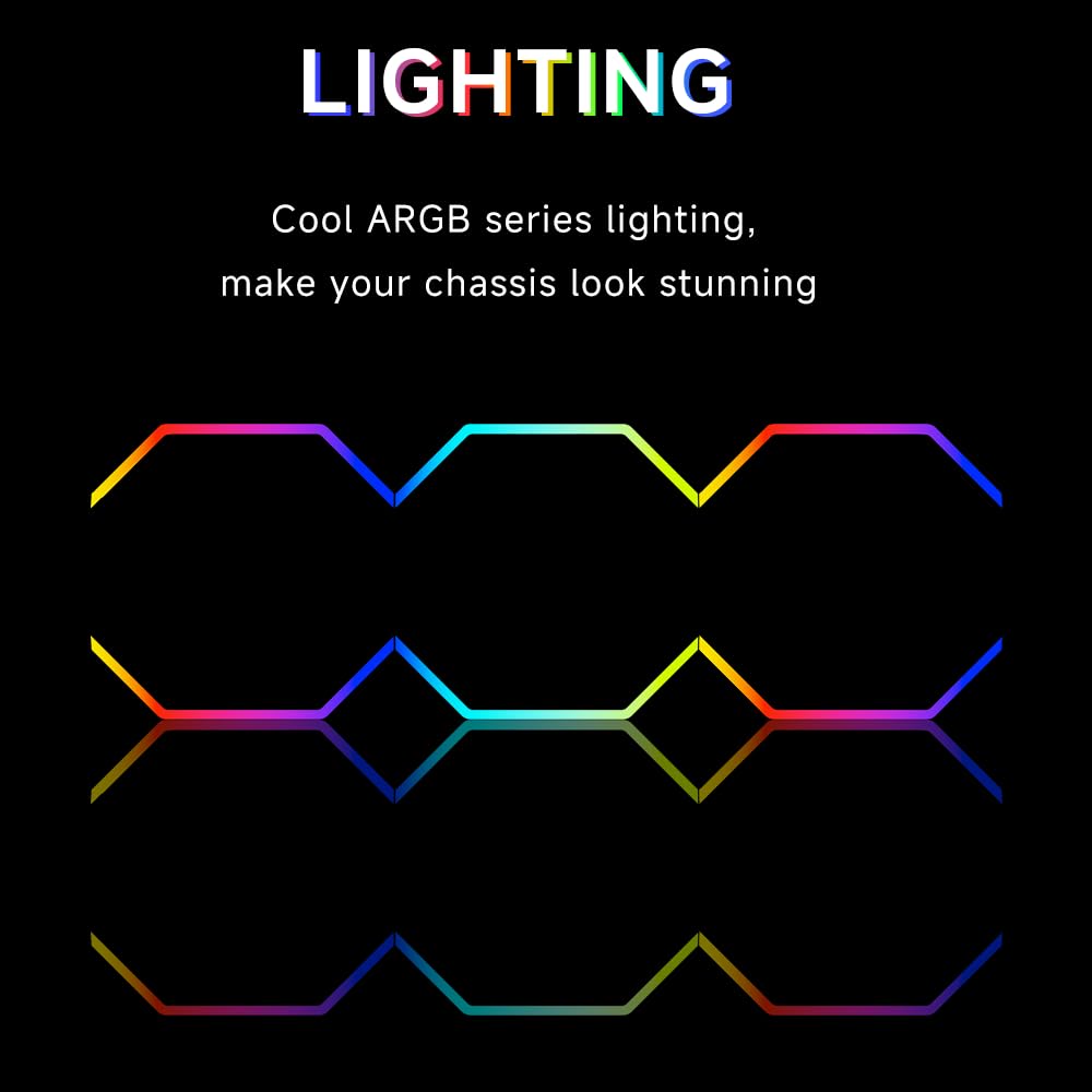 Jungle Leopard Galaxy 120mm PC Reverse Blade Case Fans, ARGB and PWM Cooling Fan PC, Axle Core Double Ring CD Pattern Module Computer Fans, Daisy-Chain 5V RGB Fan (Black 3 Pack)