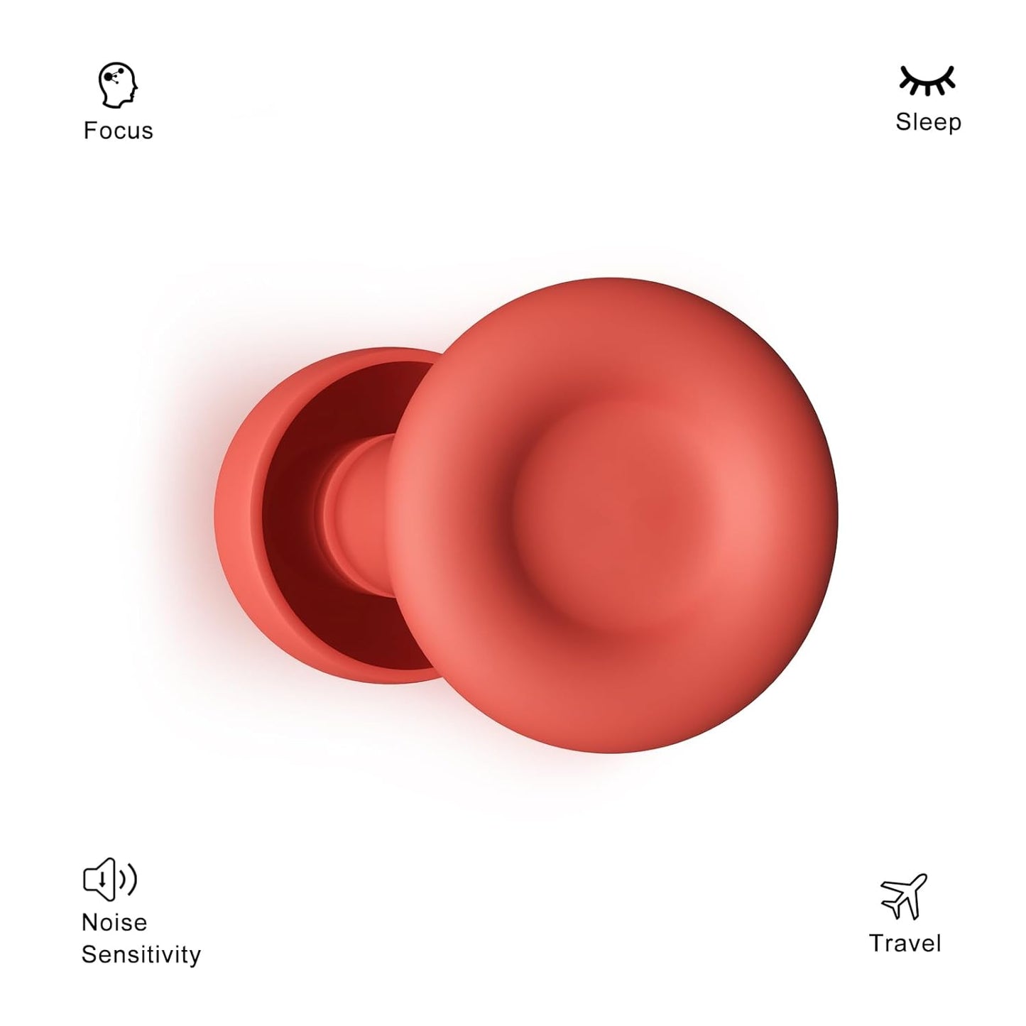 Ear Plugs for Sleeping Noise Reduction Reuseable, Concerts, Focus, Travel, Work, High Fidelity – 7 Pairs Eartips – Flexible Soft – Touch – NRR of 24 and 27 dB Noise Cancelling (Red)