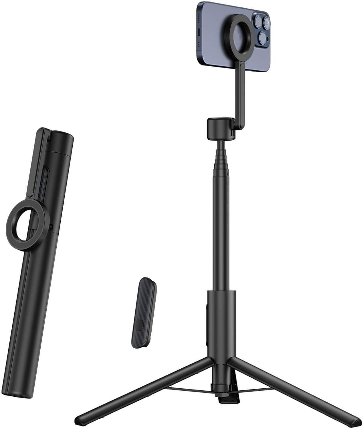 MagSafe Tripod for iPhone 64'' Selfie Stick Phone with Metal Ring and Remote, Fit for iPhone 12/13/14/15 Series, Magsafe Case and Other Phones