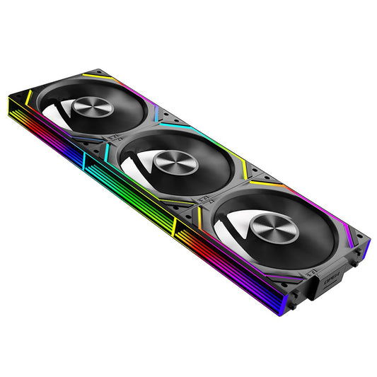 Jungle Leopard Interstellar V2 RS 120mm Case Fan Infinity Mirror Module Daisy-Chain ARGB Fan Triple Pack Suitable PC Cooling Fans 360mm AIO Cooler(Black-3Pack)