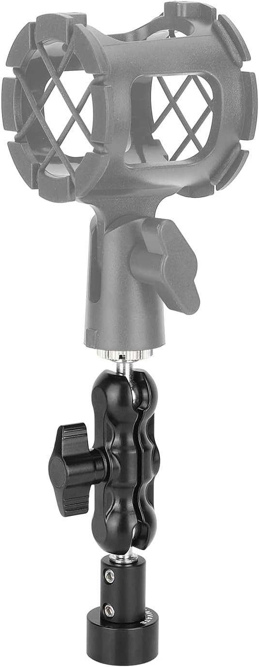 CAMVATE Mini Ball Head Mount Microphone Clamp with 5/8"-27 Male and Female Adapter - 3303