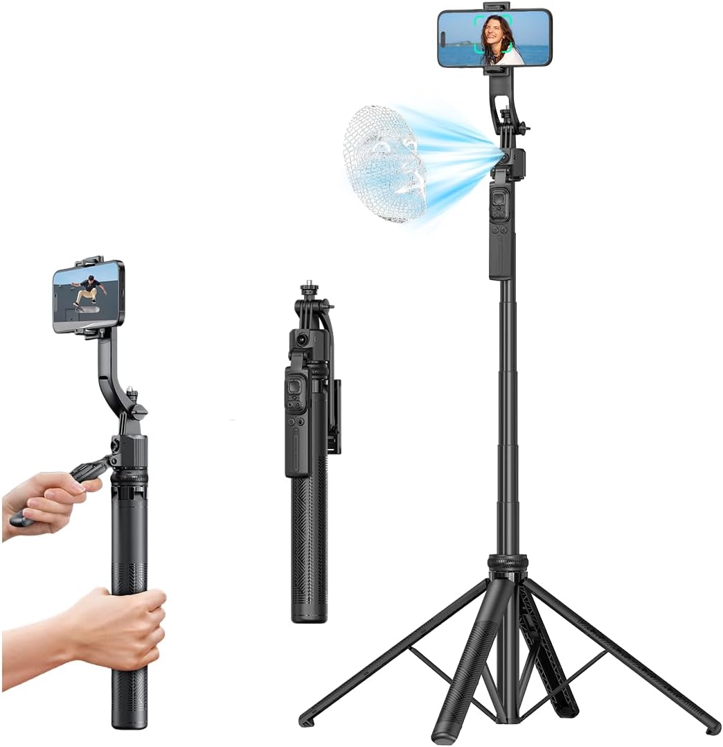 Auto Face Tracking Tripod 360° Rotation with Stand,Smart Gesture Control Travel Selfie Stick for Content Creator Tiktok YouTube Vlog Video Live Streaming