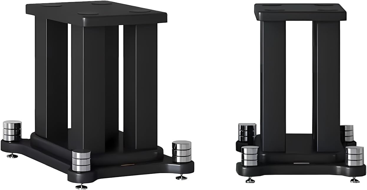 A Pair of Universal Speaker Stands, Heavy Duty Speaker Stands Holds Bookshelf Speaker Satellite Speaker Large Speaker, Vibration-Absorbing MDF Design, Holds 88lbs Speaker (Black, 20cm/7.8in)