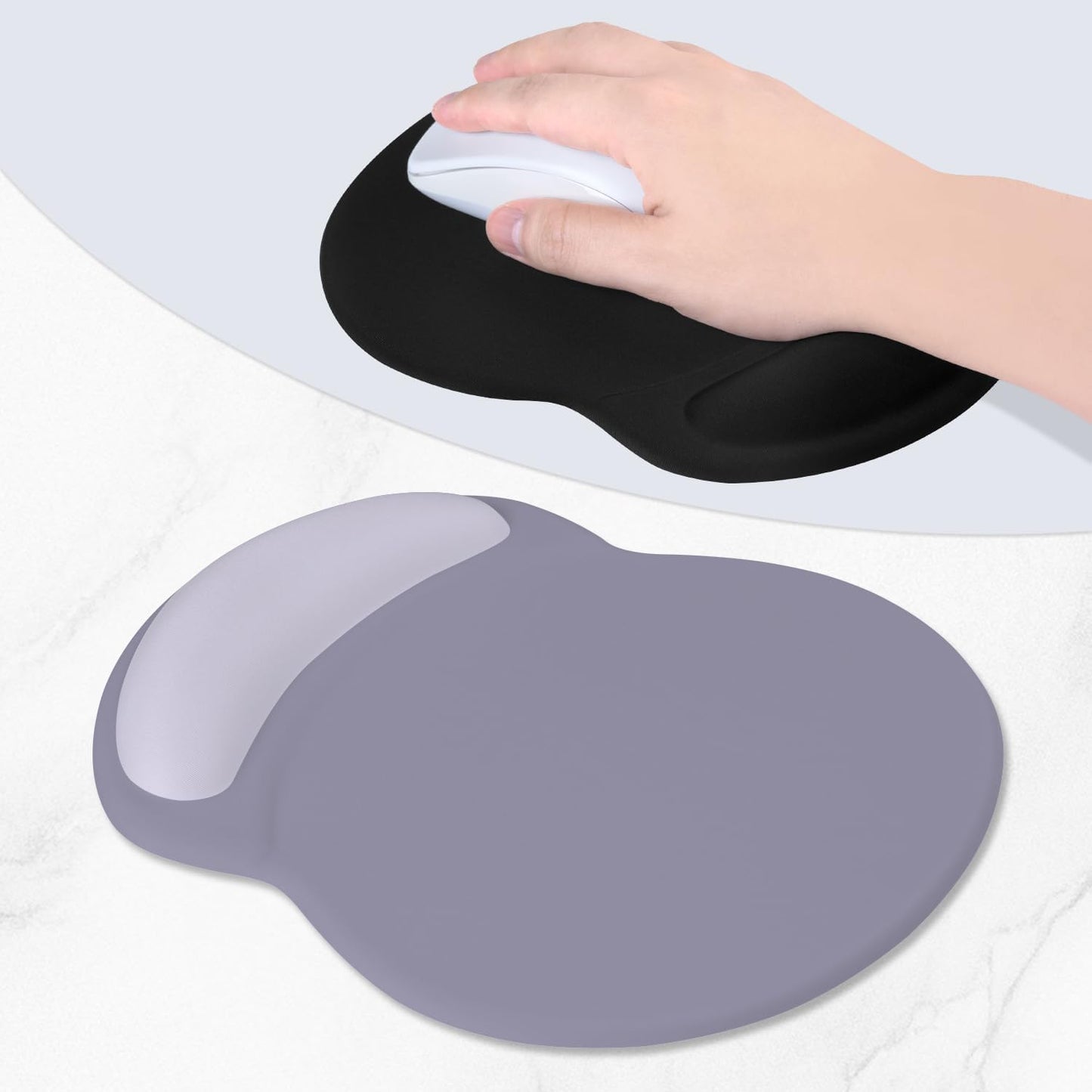 ITNRSIIET Ergonomic Mouse Pad with Comfort Gel Wrist Rest, Non-Slip PU Base, Smooth Textured Surface, Reduces Hand Fatigue & Wrist Pain, 8.7 x 7.2 Inch for Office Gaming Home, Mist Gray