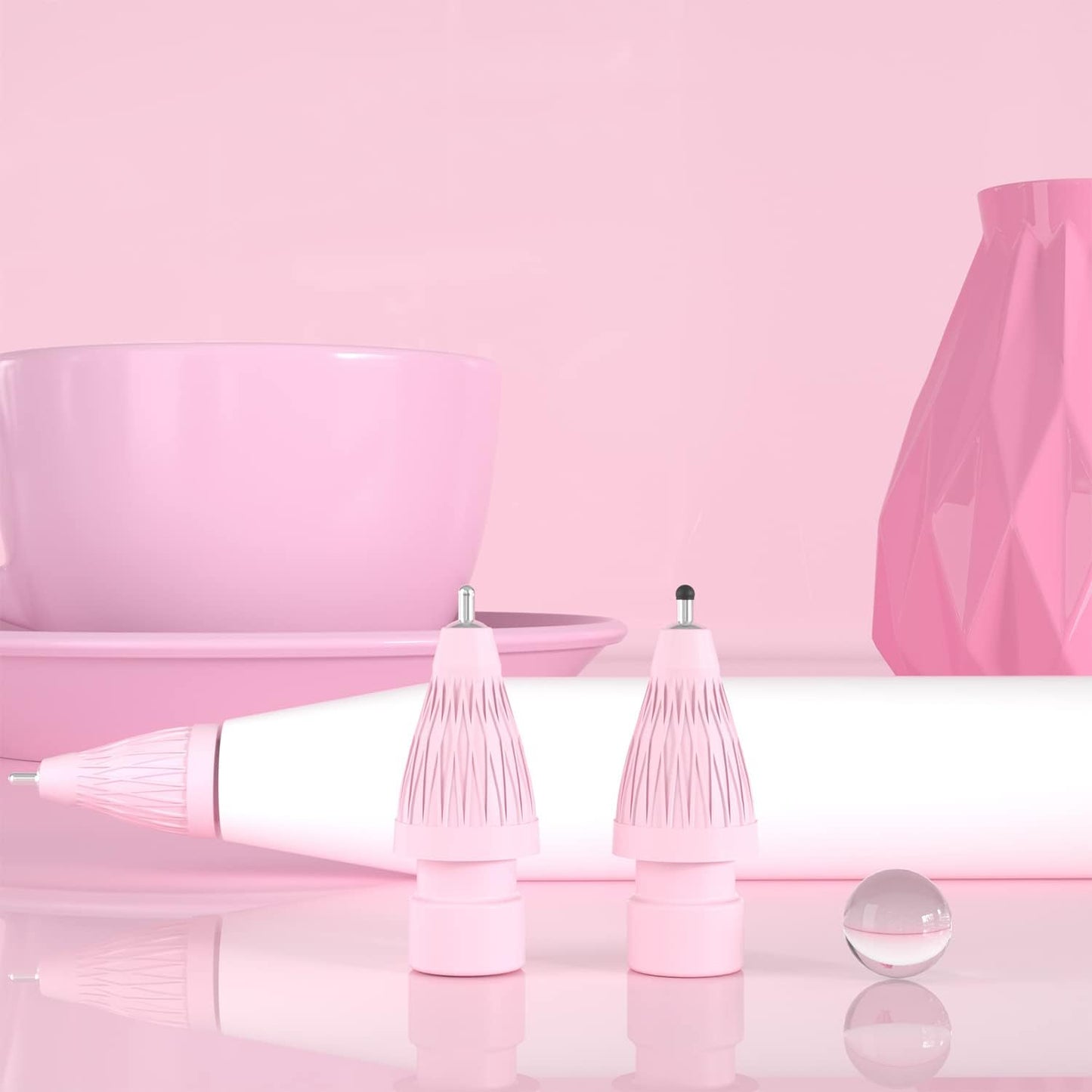 Upgraded Pencil Tips fits for Apple 2nd 1st Gen USB-C iPad Pro Pencil,No Wear Out Fine Point Apple Pen Tip &Noiseless Friction Nib Covers Set, Make iPencil 1 / Pencil 2 Work Like a Charm,Pink