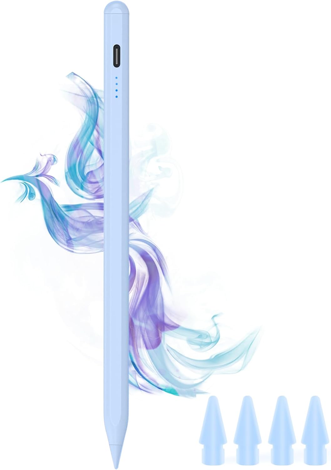 Stylus Pen for iPad 9th&10th - Type-c Charging Pencil for ipad Palm Rejection Active Pen Compatible with (2018-2025) Apple iPad 6/7/8/9/10/11(A16), Air 3/4/5/M2/M3, Mini 5/6, Pro 11"/12.9"/M4（Blue）