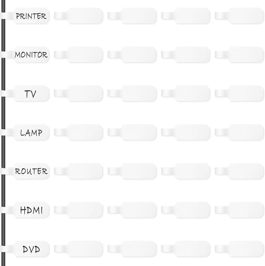 Trilancer Reusable Cable Cord Wire Labels, Easy to Write on, Hook&Loop Closure, for Organizing and Identification, Cable Tags, Multiple Uses - 35PCS(White)
