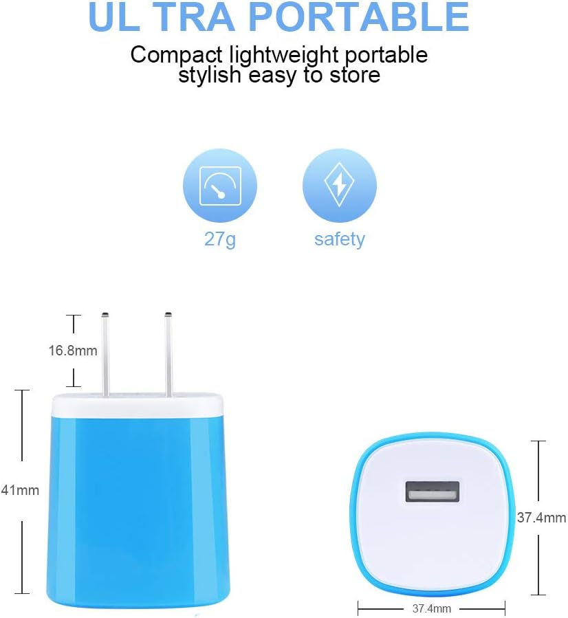 Single Port Wall Charger with USB Cord for Android Phone Compatible for Samsung Galaxy S7/S6 Edge /A10/J7 Prime / J7 v /J7 Sky Pro, Moto E6/E5 Plus/E5 Play/G5S Plus/E4/X/G, LG K10/K20/K30/V10/G3/G2/Q6