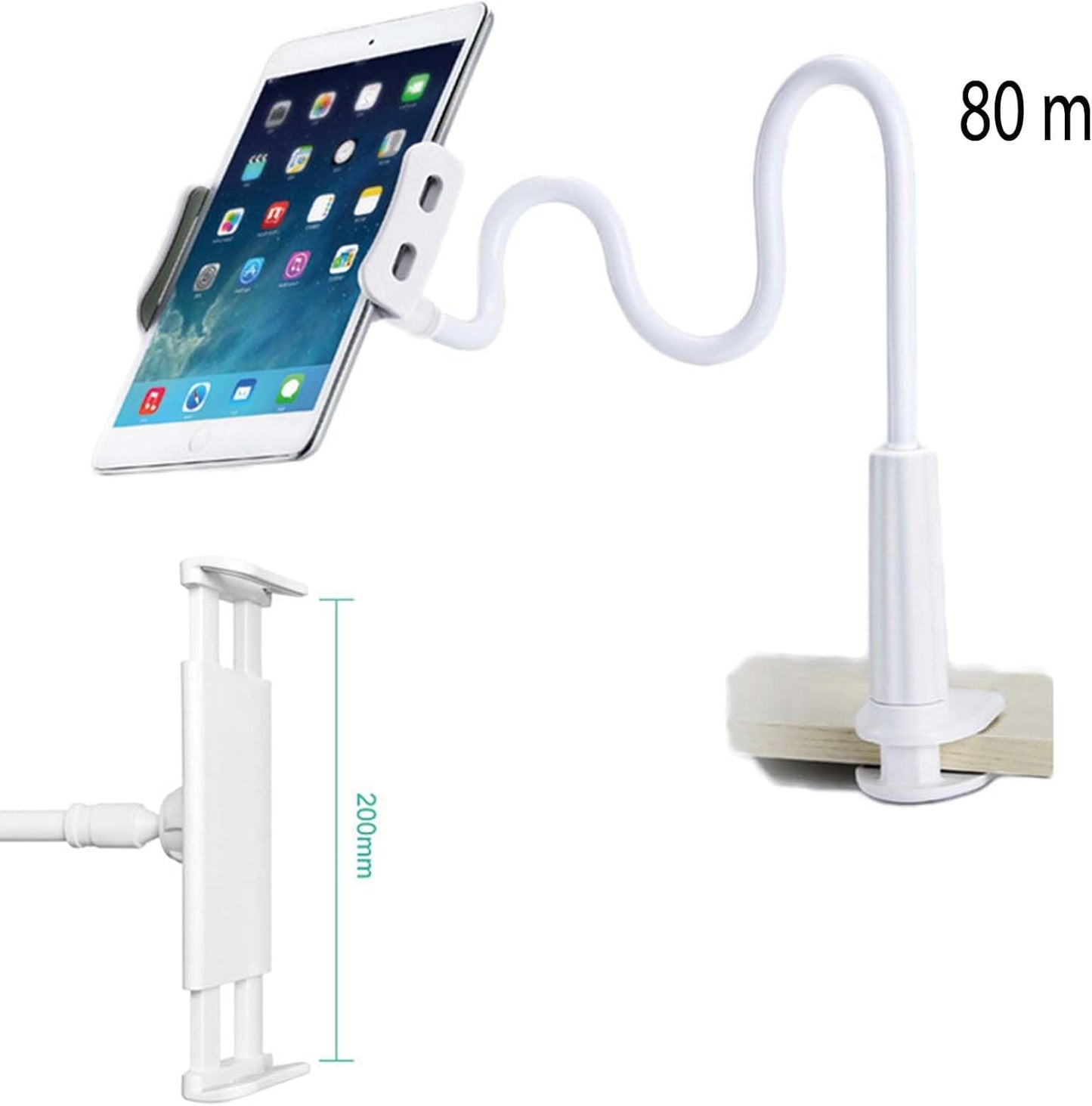 Phone Holder,gooseneck Phone Holder,360° Rotate Support Rod One-Hand Adjustable Cell Phone Holder,for Desk Headboard Nightstand. (White)