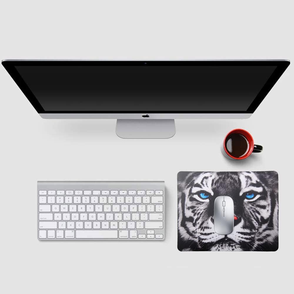 Mouse Pad, Gaming Mouse Pad, Non-Slip Rubber Base Mouse Mat with Designs for Laptop, Computer & Office, 9.5 x 7.9 x 0.12 inches (Tiger face)