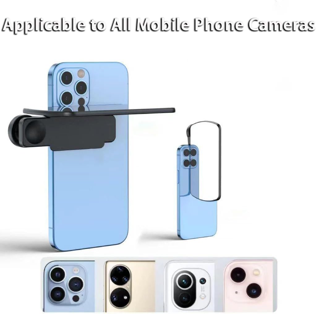 2025 New Upgrade Adjustable Smartphone Camera Mirror Reflection Clip Kit for iPhone & All Phones, Mirror Effect Lens - HD Glass Phone Shooting Reflection Mirror for Outdoor Travel Photography (Black)